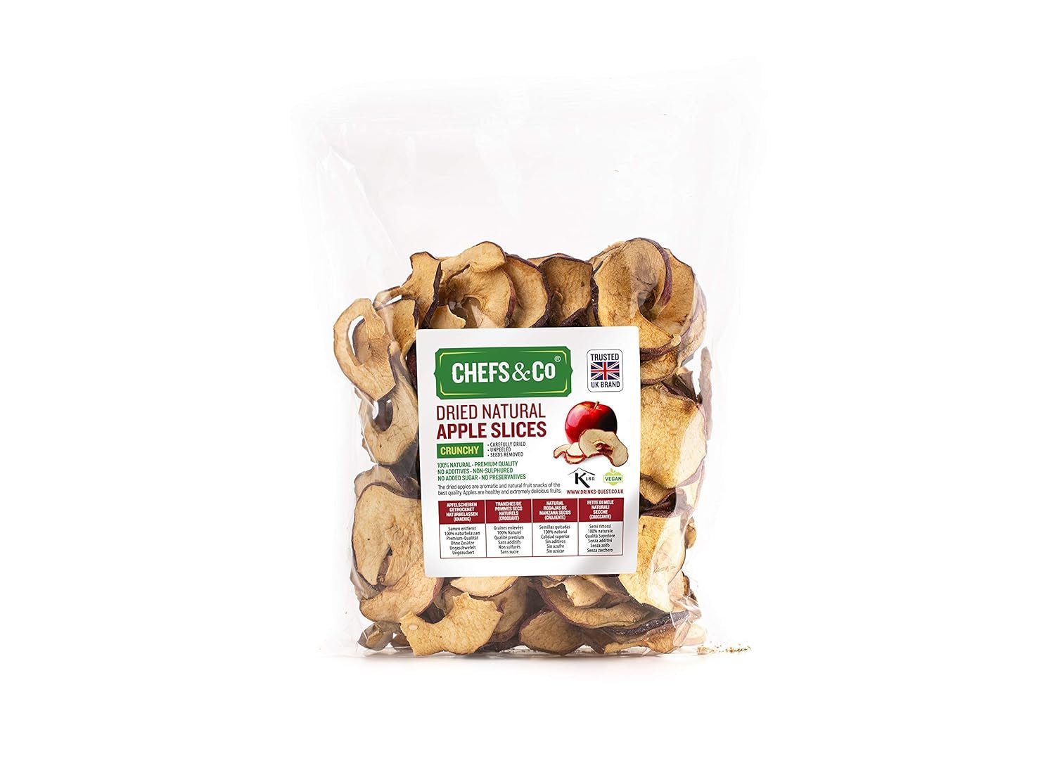 Tranches de pommes séchées 250g | Fruits entiers 100 % naturels | sans coque | sans graines | sans additifs | non sulfuré | sans sucre ajouté Produits déshydratés Naty Shop Titre par défaut
