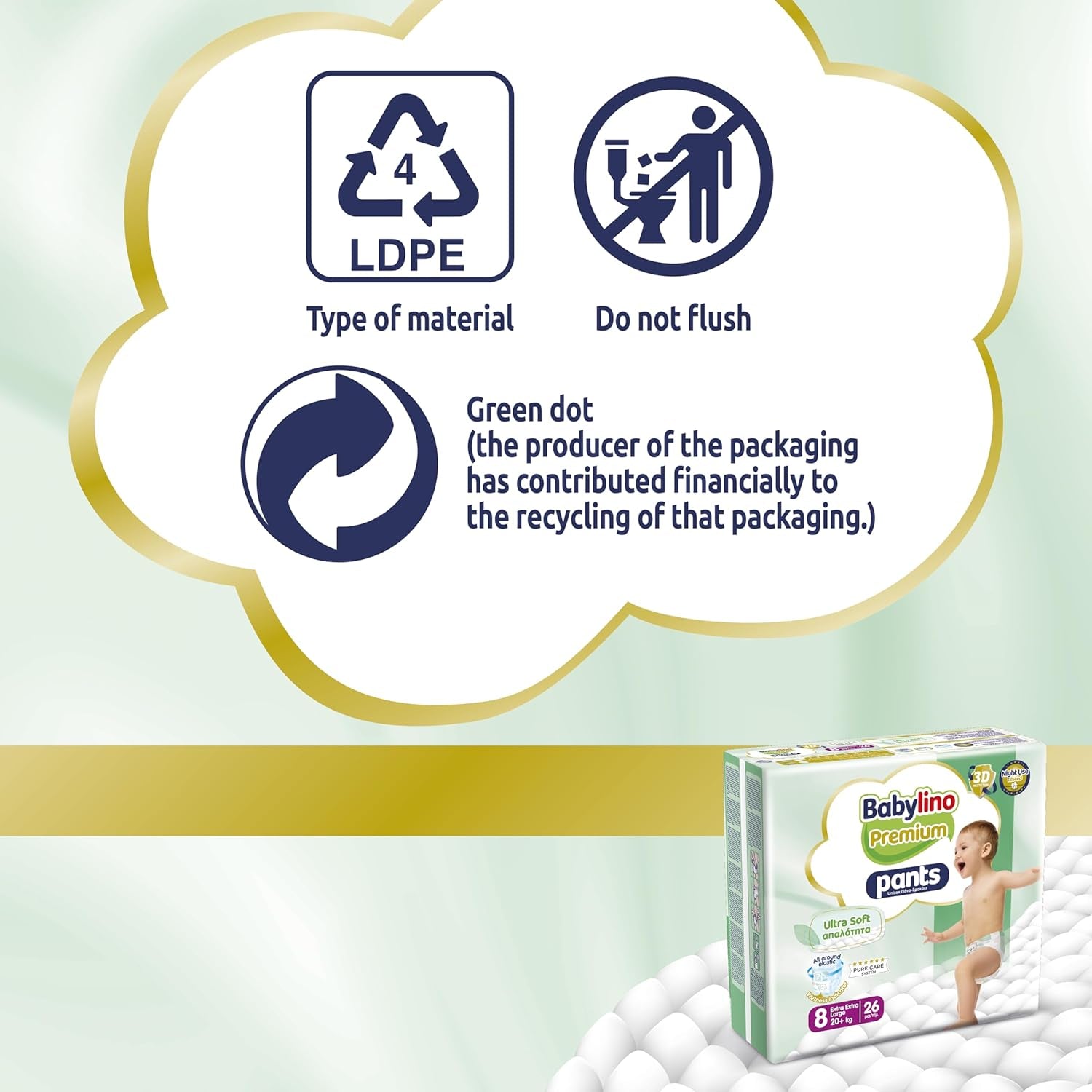 Pantalon Premium taille 8 avec filtre ultra doux, XXL (20+ kg), 104 pièces