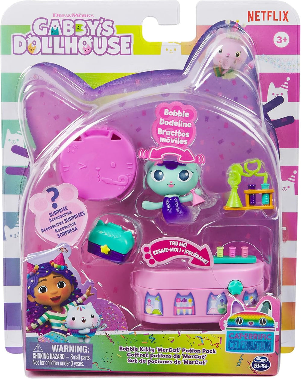 Gabby™S Dollhouse, Bobble Kitty Furniture Pack de figurines de chat suricates avec meubles et accessoires de maison de poupée, à partir de 3 ans Dollhouses Naty Shop