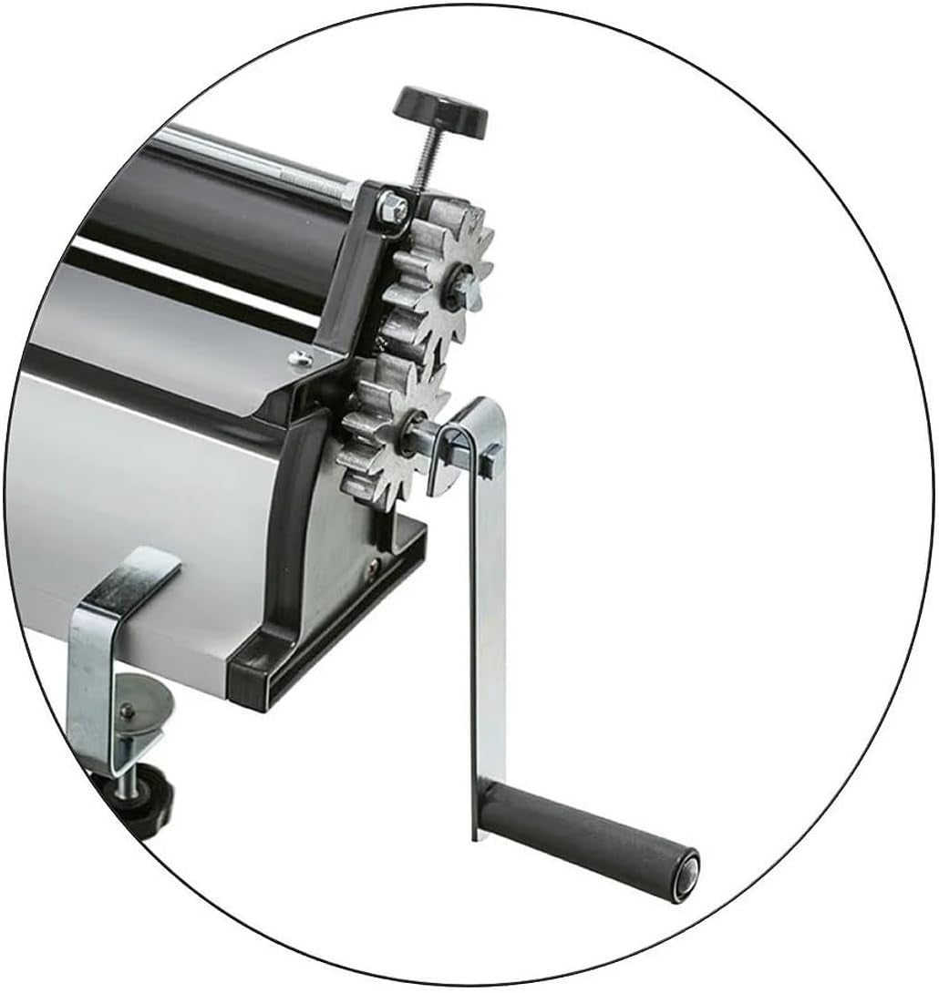 DKN Machine à rouler la pâte à pizza à manivelle Plateau de pâte pour machine à pâtes de 48,8 cm avec rouleaux antiadhésifs et contrôle de l'épaisseur - Construction en acier massif et en aluminium