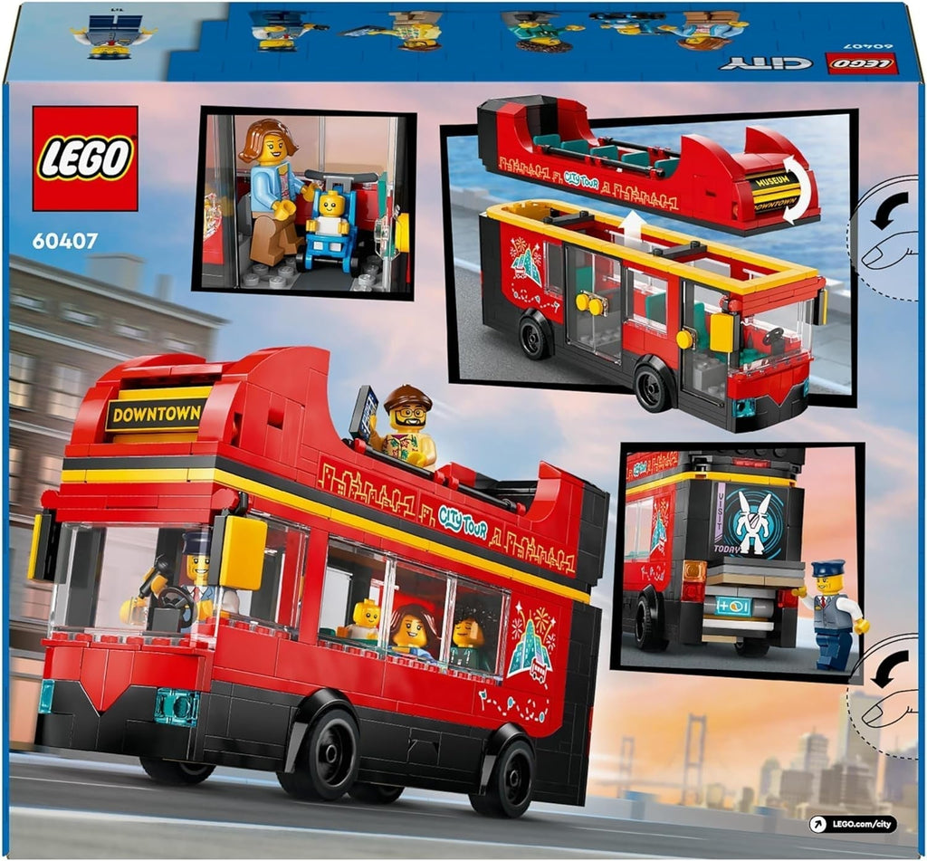 Autobuz cu două etaje LEGO City, autobuz de jucărie cu două etaje, set de vehicule pentru fete și băieți de la 7 ani, conține 5 figurine, inclusiv un bebeluș într-un cărucior 60407 Seturi de constructie Besuche den LEGO-Store