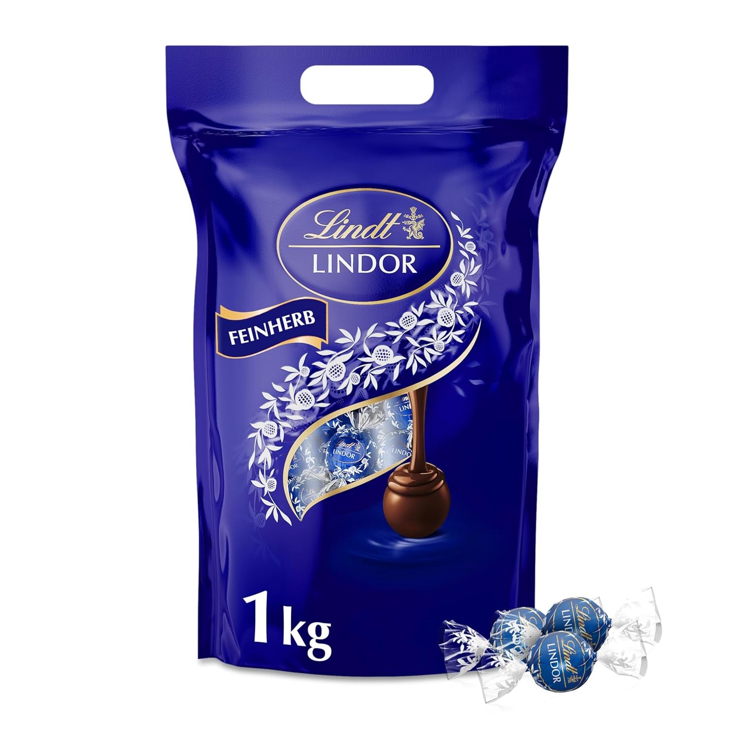 Lindt LINDOR Biluțe de ciocolată Fine Herb, aproximativ 80 sfere de ciocolata, 1 Kg Bomboane de Ciocolata Naty Shop