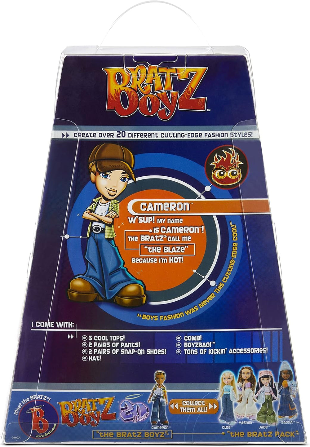 Bratz 20 Special Edition Modepuppe Cameron-Holografische Verpackung & Poster-Sammelpuppe-20 Yearz Motiv, Fan-Liebling Neuauflage von 2001-Mit 2 Outfits, Schuhen, Tasche & Mehr