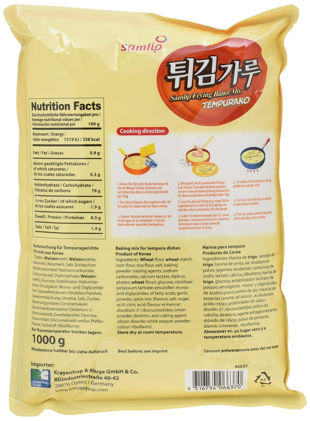 Backmischung Für Tempura Gerichte, 5Er Pack (5 X 1 Kg) Amestec pentru copt si gatit Naty Shop