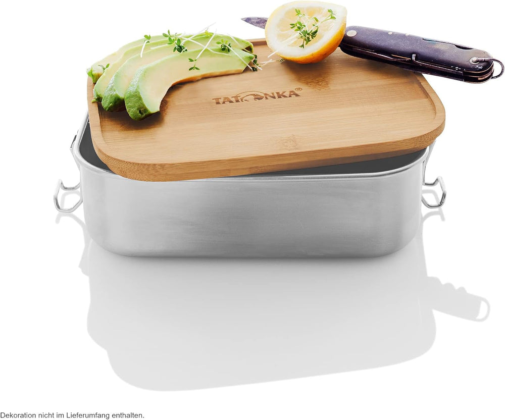 Boîte à lunch Tatonka en acier inoxydable I Boîte à lunch en bambou (800 ml / 1000 ml) - Boîte à pain avec couvercle en bambou et couvercle basculant - incassable, non toxique, passe au lave-vaisselle, sans plastique et sans BPA Boîtes de conservation alimentaire Naty Shop