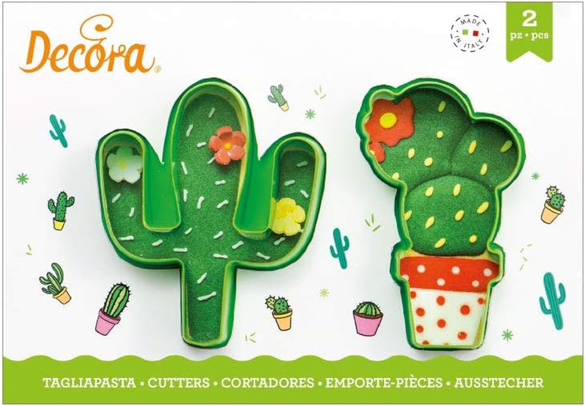 0255072 Emporte-pièce cactus en plastique, lot de 2, 9 x 2,2 cm, vert