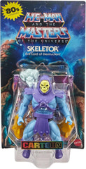 Jouet Masters of the Universe Origins, figurine Skeletor de la collection de dessins animés, méchant debout env. 14 cm avec armure, bâton, épée et 2 masques, figurines HYD24 Naty Shop