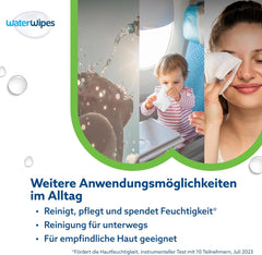 Lingettes humides WaterWipes Sensitive+ Hydrating Boost, lingettes hydratantes, 720 unités (paquet de 12), 3 en 1 propres, soignent, hydratent, 99 % d'eau d'aloe vera, lingettes pour bébé non parfumées