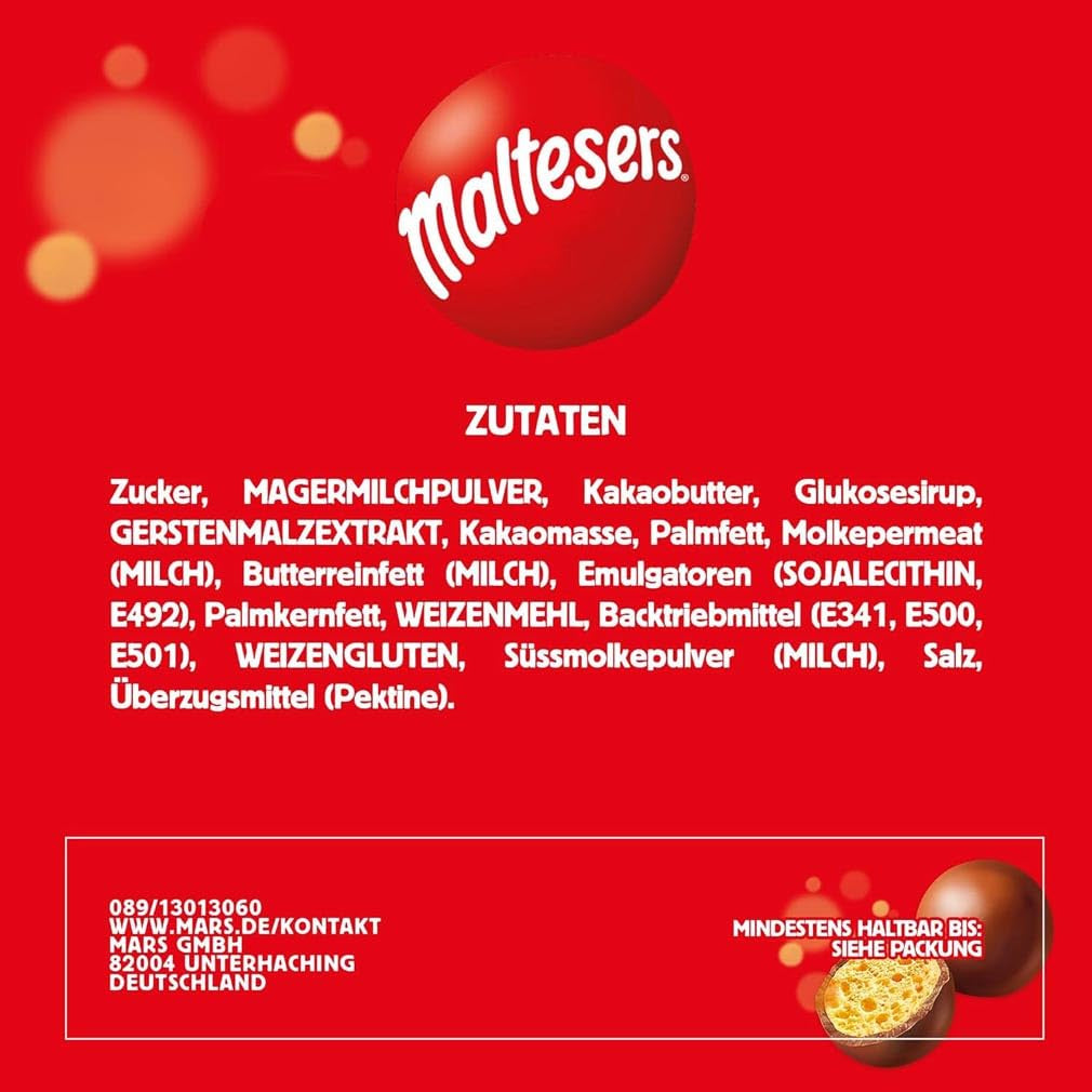 Boules de chocolat Maltesers au centre croustillant et léger, collation au chocolat aérée, 1 paquet (1 x 175 g)