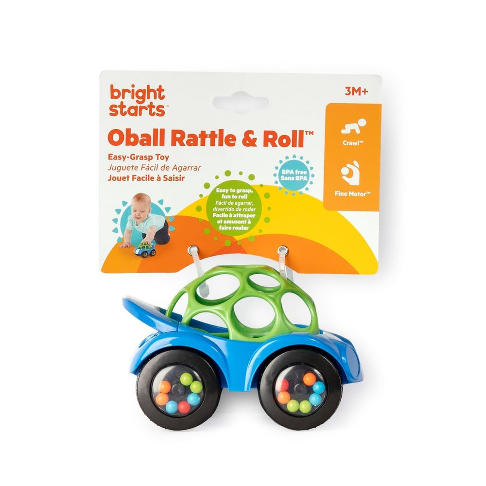 Bright Starts, Oball, Hochet jouet voiture, Jouets pour bébés vert-bleu Naty Shop