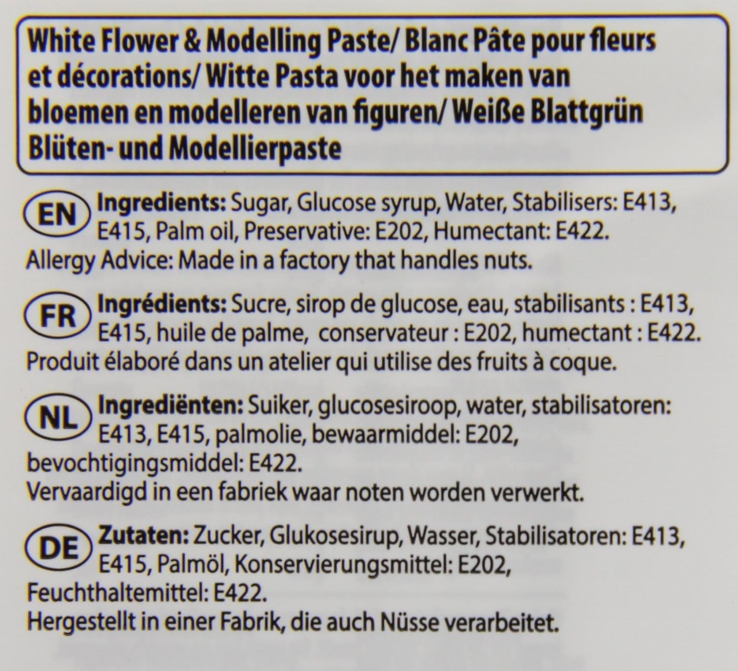 Flower & Modeling Paste Blanc 250g - Pâte à modeler, parfaite pour les fleurs, les fleurs, les figurines, etc., pâte à sucre comestible - 250g Naty Shop Sugarpaste