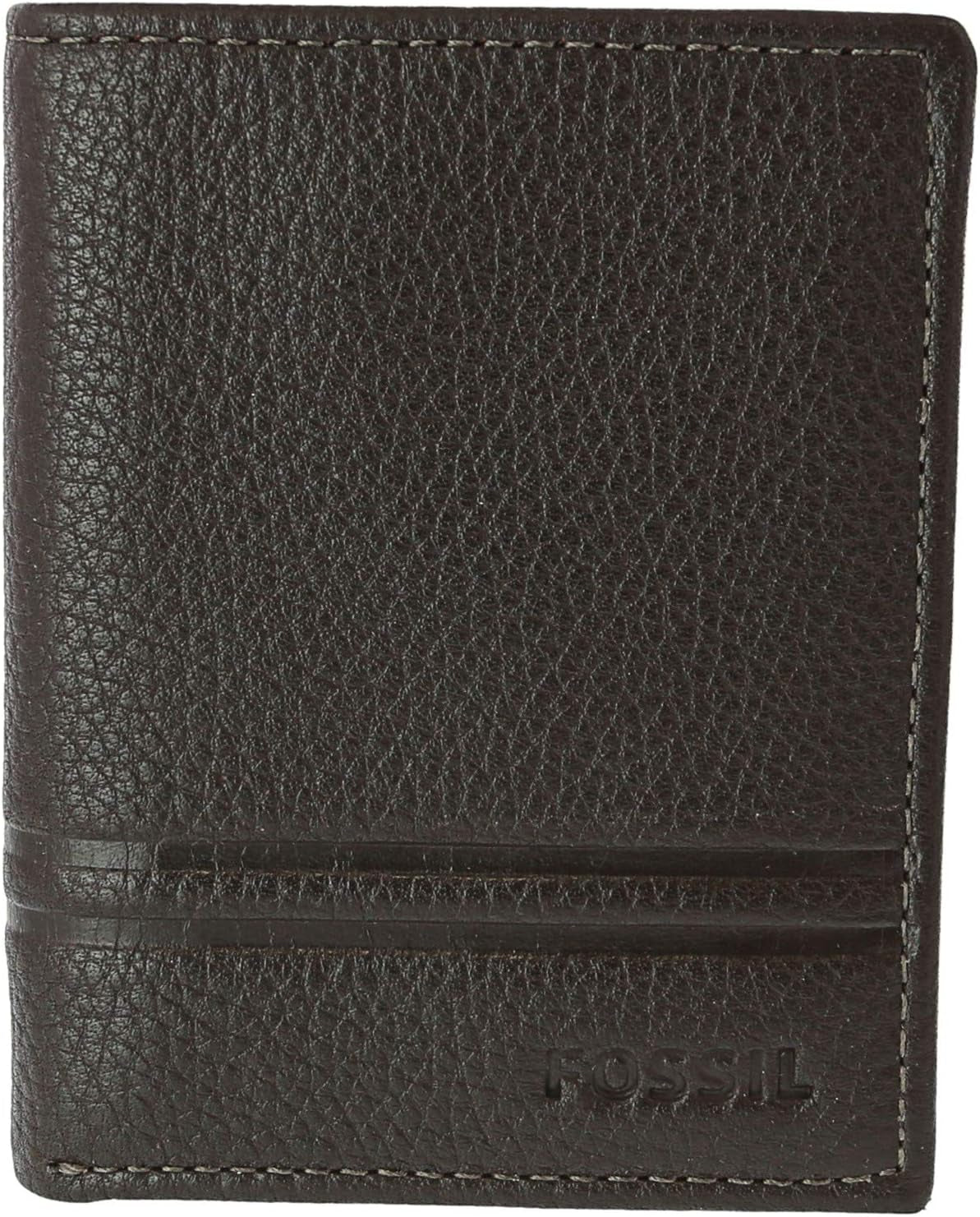 Fossil Men Wilder Trifold Accessoires de voyage Portefeuille à trois volets Portefeuille Homme Naty Shop Wild Marron foncé Taille unique