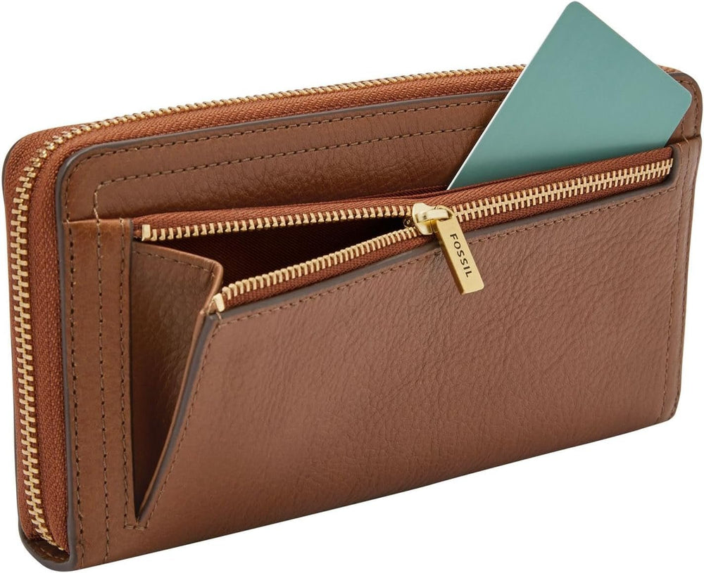 Montre Fossil Logan RFID Zip Around Clutch portefeuille 19,7 cm L x 1,9 cm l x 10,2 cm H Sacs pour femmes Naty Shop