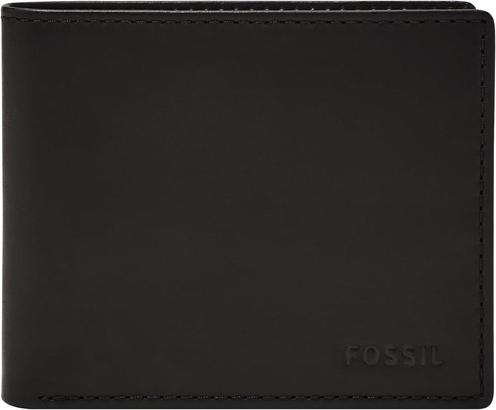 Fossil Hommes Derrick Bifold Cuir RFID Blocage Flip ID Fenêtre Portefeuille Hommes Naty Shop Noir
