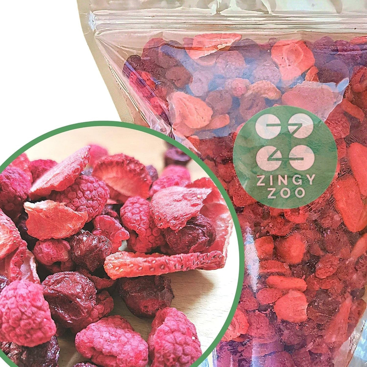 Mélange de fruits rouges lyophilisés | XL 300g Fraises lyophilisées Framboises Cerises aigres Mélange de fruits secs | Fruits lyophilisés Fraise Framboise Cerise Aigre | ZingyZoo Naty Shop produits déshydratés 300G