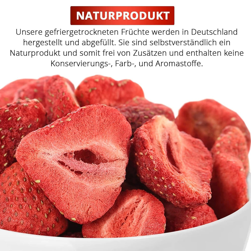 FRAISES LYOPHILISÉES 300g, fruits lyophilisés en tranches, sans additifs, fabriquées en Allemagne Produits déshydratés Naty Shop