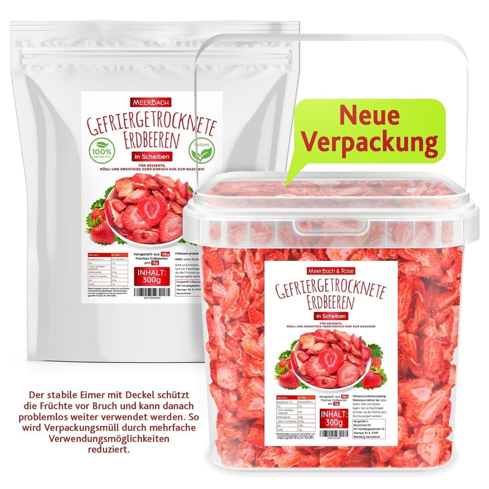 FRAISES LYOPHILISÉES 300g, fruits lyophilisés en tranches, sans additifs, fabriquées en Allemagne Produits déshydratés Naty Shop