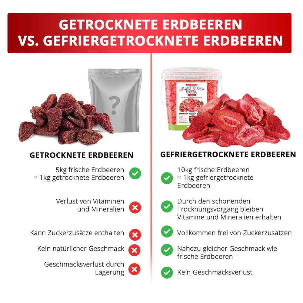 FRAISES LYOPHILISÉES 300g, fruits lyophilisés en tranches, sans additifs, fabriquées en Allemagne Produits déshydratés Naty Shop