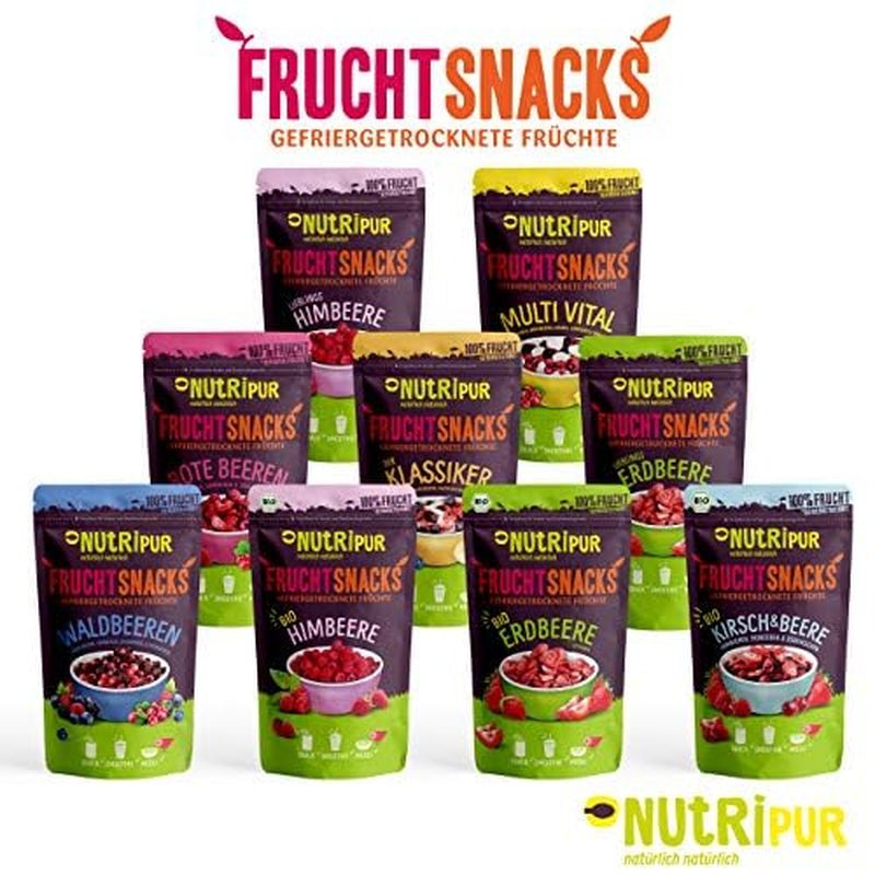 Fruits lyophilisés : 100g de framboises lyophilisées pour smoothie bowls, muesli, porridge toppings - Baies lyophilisées sans sucre ajouté - Baies lyophilisées - Fruits de NutriPur Produits déshydratés Naty Shop
