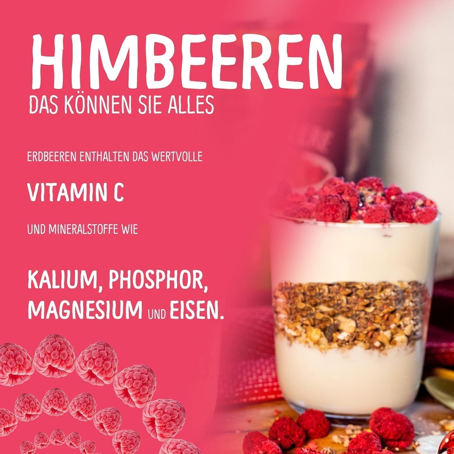 Fruits lyophilisés : 100g de framboises lyophilisées pour smoothie bowls, muesli, porridge toppings - Baies lyophilisées sans sucre ajouté - Baies lyophilisées - Fruits de NutriPur Produits déshydratés Naty Shop