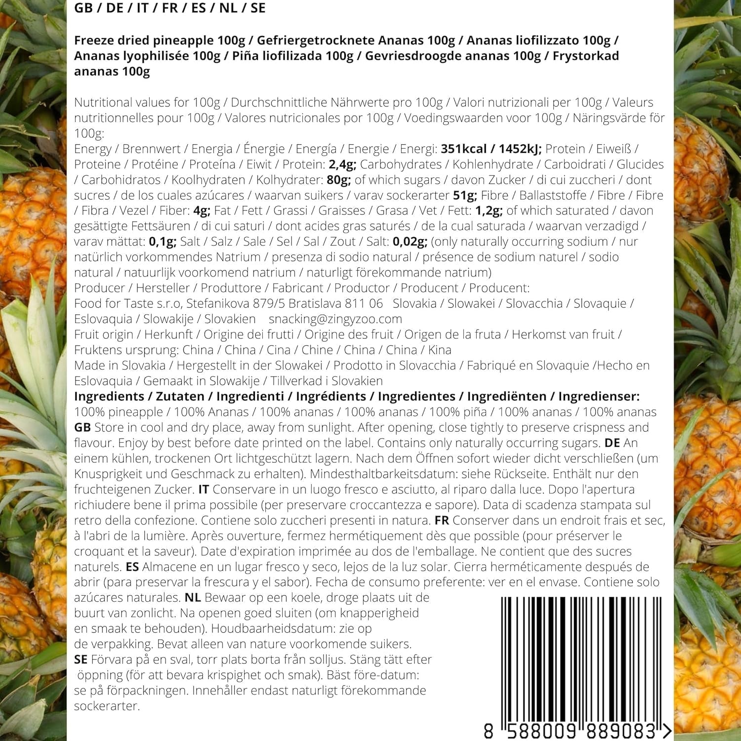 Fruits lyophilisés | Ananas 100% pur Fruits lyophilisés Ananas lyophilisé | Fruits lyophilisés sans sucre ajouté | Ananas lyophilisé croustillant - aromatique - délicieux ZingyZoo Produits déshydratés Naty Shop