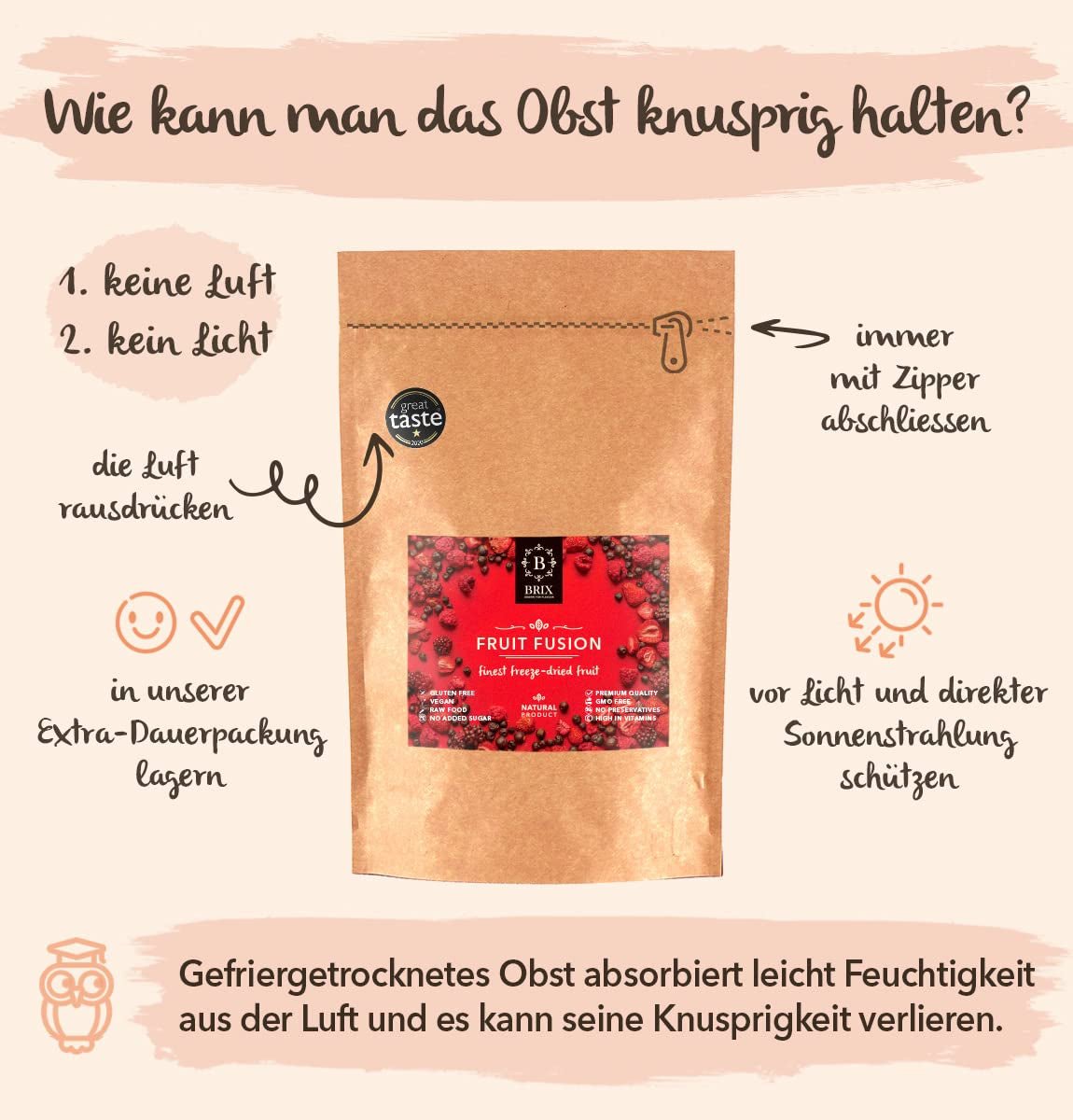 Fruits lyophilisés BRIX | Mélange naturel de fruits secs 80 g | Grand Prix du Goût pour les Fruits Secs | Sans OGM, sans gluten, végétalien, vitamines retenues Naty Shop Produits déshydratés