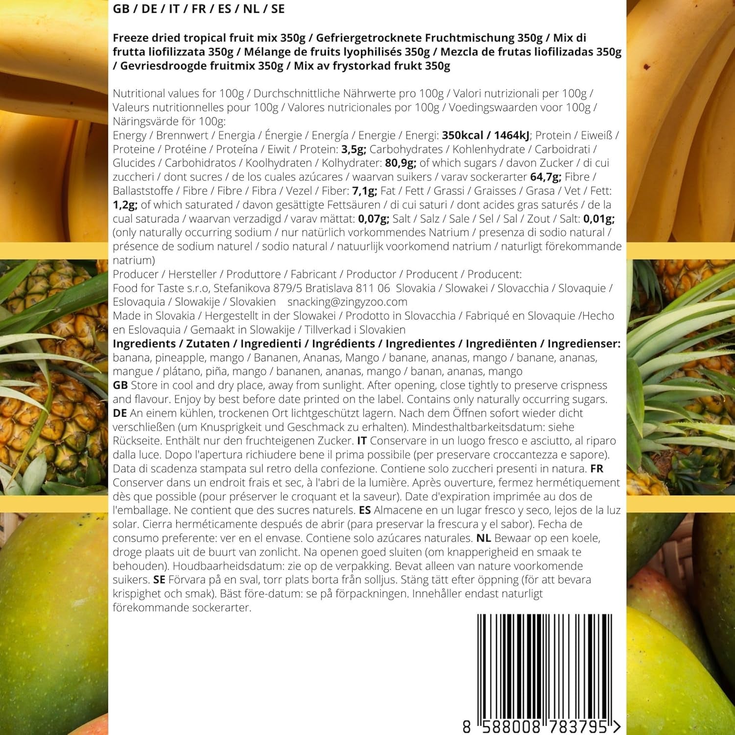Fruits lyophilisés Mélange de fruits tropicaux | XL 350g Ananas Mangue Banane Lyophilisé Mélange de fruits lyophilisés | Fruits lyophilisés Ananas Banane Mangue Mélange de fruits secs | ZingyZoo Produits déshydratés Naty Shop