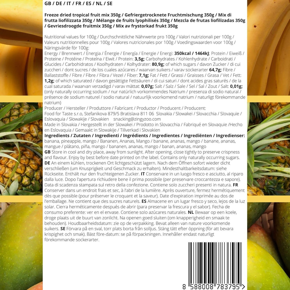Fruits lyophilisés Mélange de fruits tropicaux | XL 350g Ananas Mangue Banane Lyophilisé Mélange de fruits lyophilisés | Fruits lyophilisés Ananas Banane Mangue Mélange de fruits secs | ZingyZoo Produits déshydratés Naty Shop