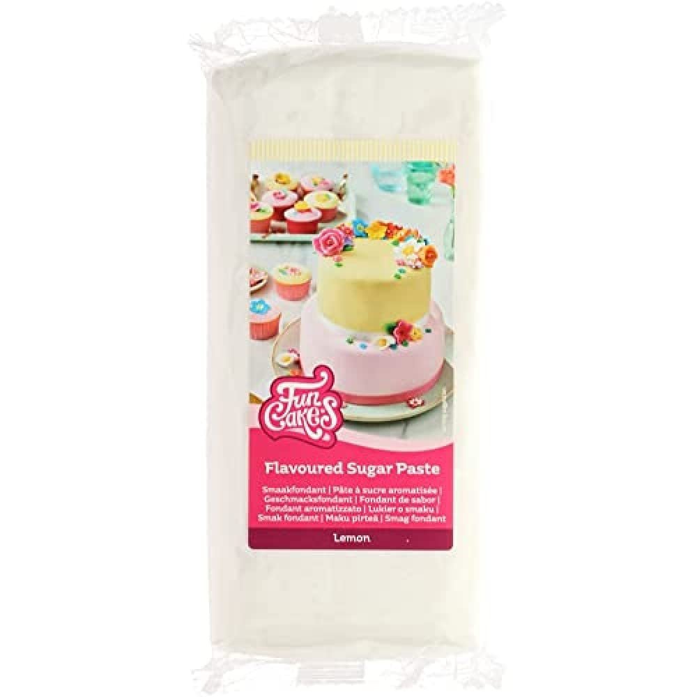 Fondant FunCakes au goût de citron : Goût délicieux, texture onctueuse, facile à étaler, fondant roulé, parfait pour les gâteaux, cupcakes et biscuits. Halal, casher et sans gluten. 250 g (lot de 3) Pâte à sucre Naty Shop 1 kg Citron