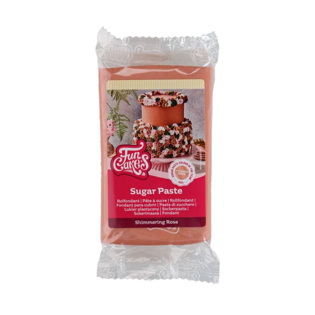 Fondant roulé à la rose chatoyante FunCakes : facile à utiliser, lisse, flexible, doux et malléable, parfait pour décorer des gâteaux, halal, casher et sans gluten. 250 g de pâte à sucre Naty Shop Default Title