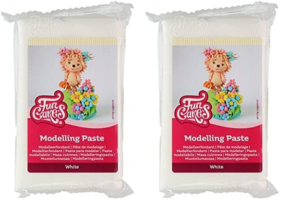Pâte à Modeler FunCakes Blanche : Parfaite pour modeler des figurines, des dessus de gâteaux et des volants. Fort, lisse et souple. Halal, casher et sans gluten. 250 g. (pack de 2) Naty Shop Pâte à sucre blanche 250 grammes (pack de 2)