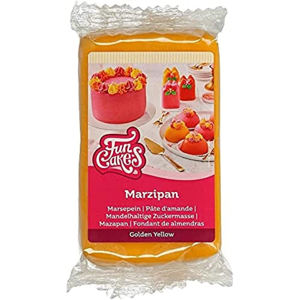 Pâte à Sucre Amande FunCakes (Massepain Hollandais) Jaune Doré : Facile à utiliser et onctueuse, parfaite pour décorer les gâteaux, halal, casher et sans gluten. 250 g. Pâte à sucre Naty Shop Default Title