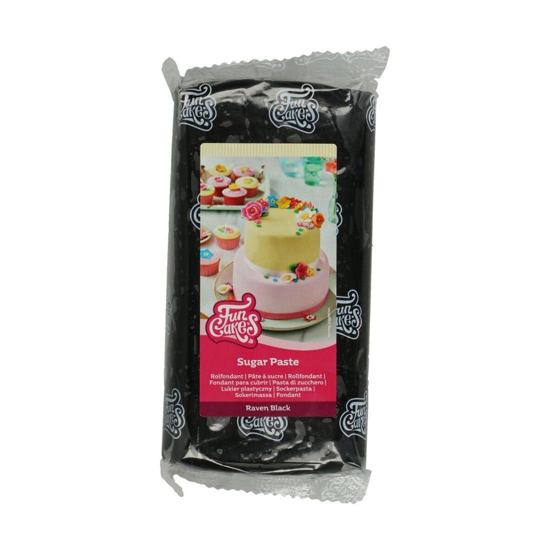 Fondant roulé FunCakes Raven Black : facile à utiliser, lisse, flexible, doux et malléable, parfait pour la décoration de gâteaux, halal, casher et sans gluten. 1 kg (lot de 2) Naty Shop Raven pâte à sucre noire 1 kg