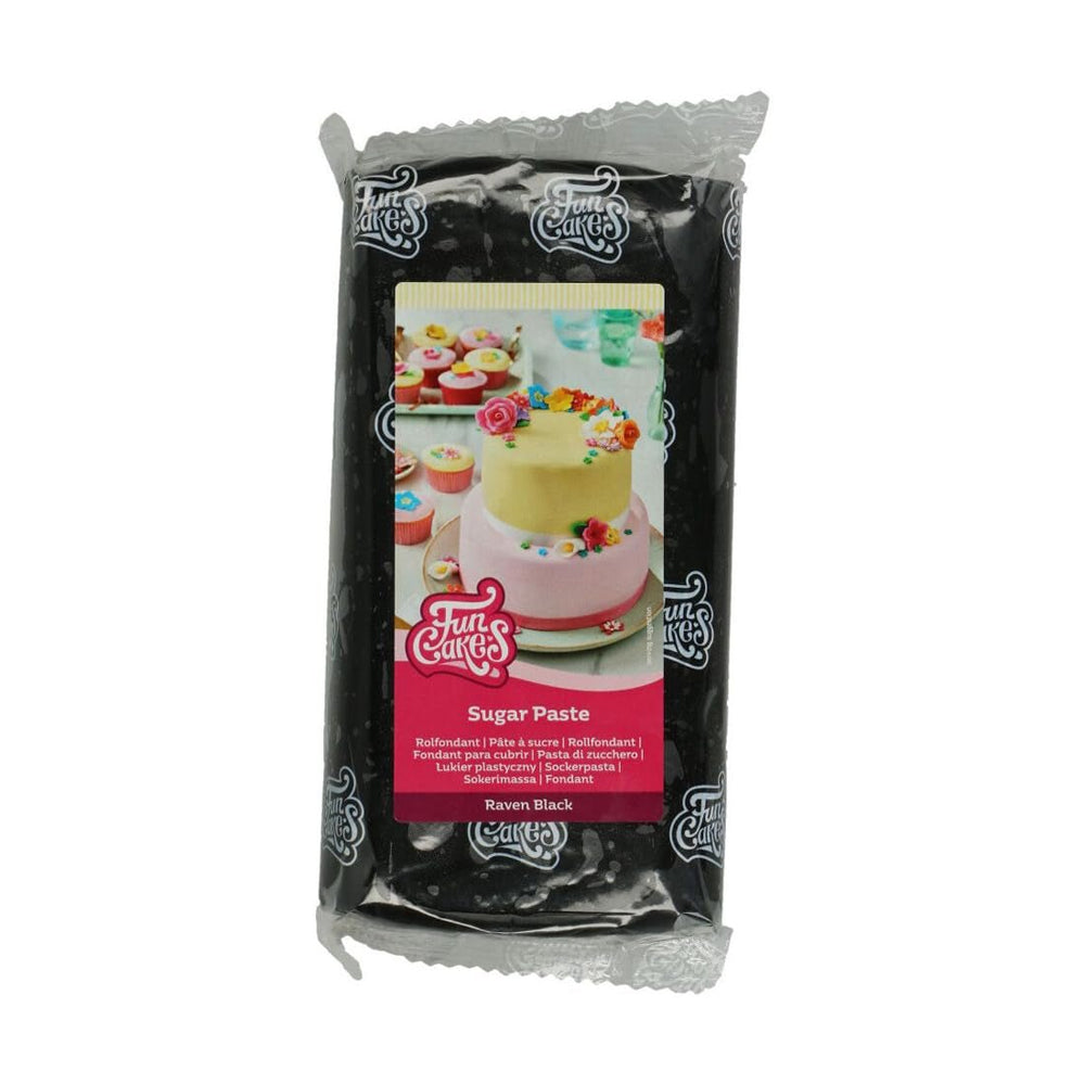 Fondant roulé FunCakes Raven Black : facile à utiliser, lisse, flexible, doux et malléable, parfait pour la décoration de gâteaux, halal, casher et sans gluten. 1 kg (lot de 2) Naty Shop Raven pâte à sucre noire 1 kg