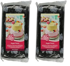 Fondant roulé FunCakes Raven Black : facile à utiliser, lisse, flexible, doux et malléable, parfait pour la décoration de gâteaux, halal, casher et sans gluten. 1 kg (lot de 2) Naty Shop Raven pâte à sucre noire 1 kg (lot de 2)