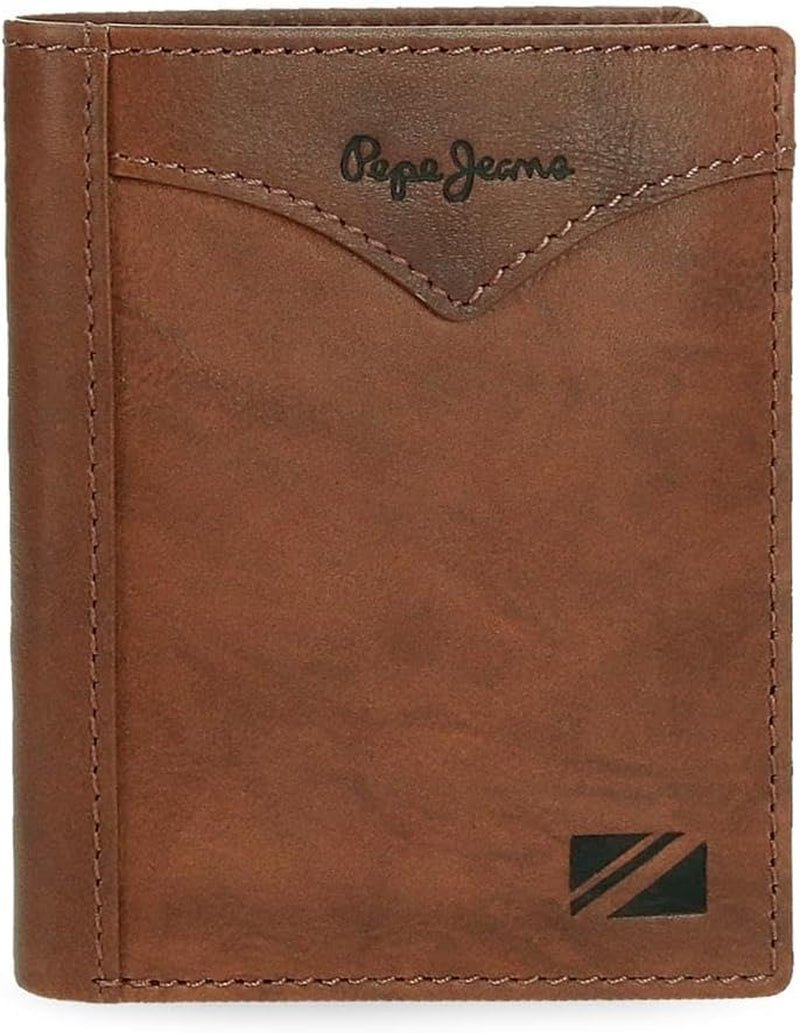 Pepe Jeans Veste Portefeuille Vertical avec Porte-Monnaie, Taille Unique Portefeuille Homme Naty Shop Marron