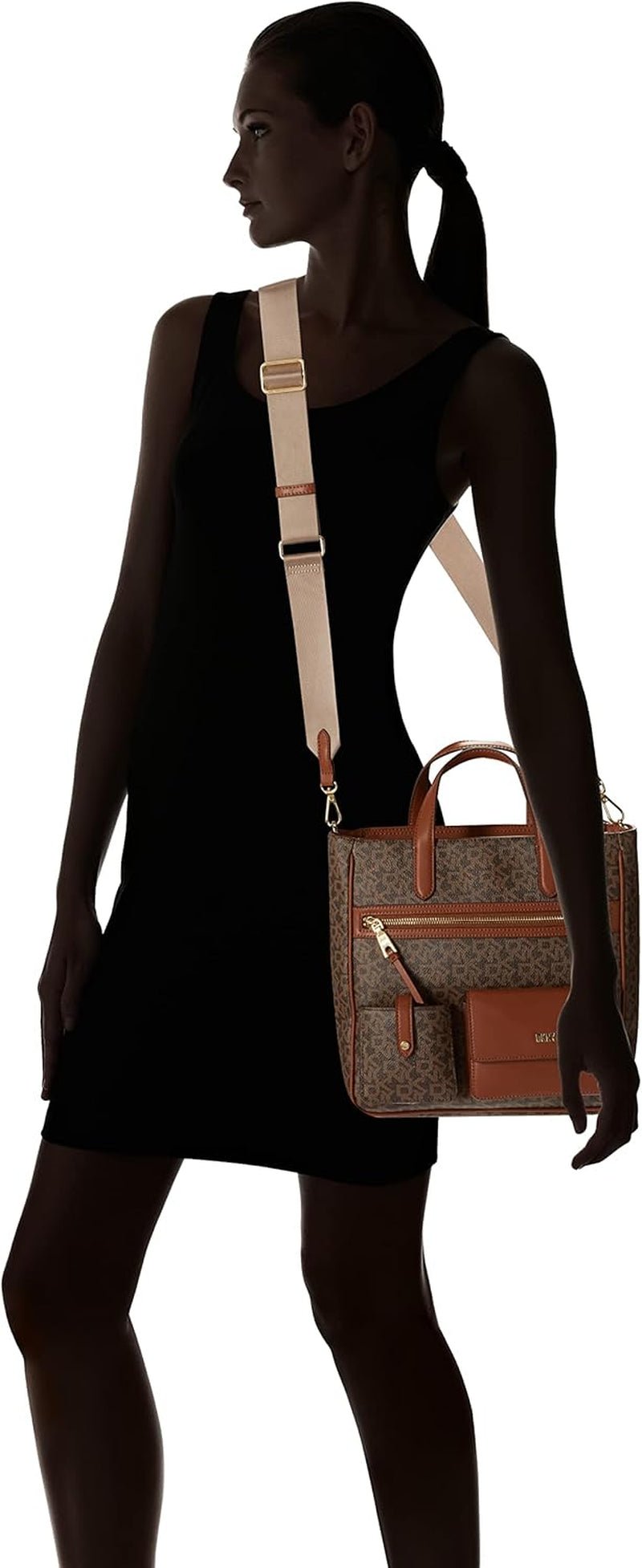 DKNY Zyon Messenger Tote Bag, Moka/Caramel, Taille Unique Sacs Femme Naty Shop