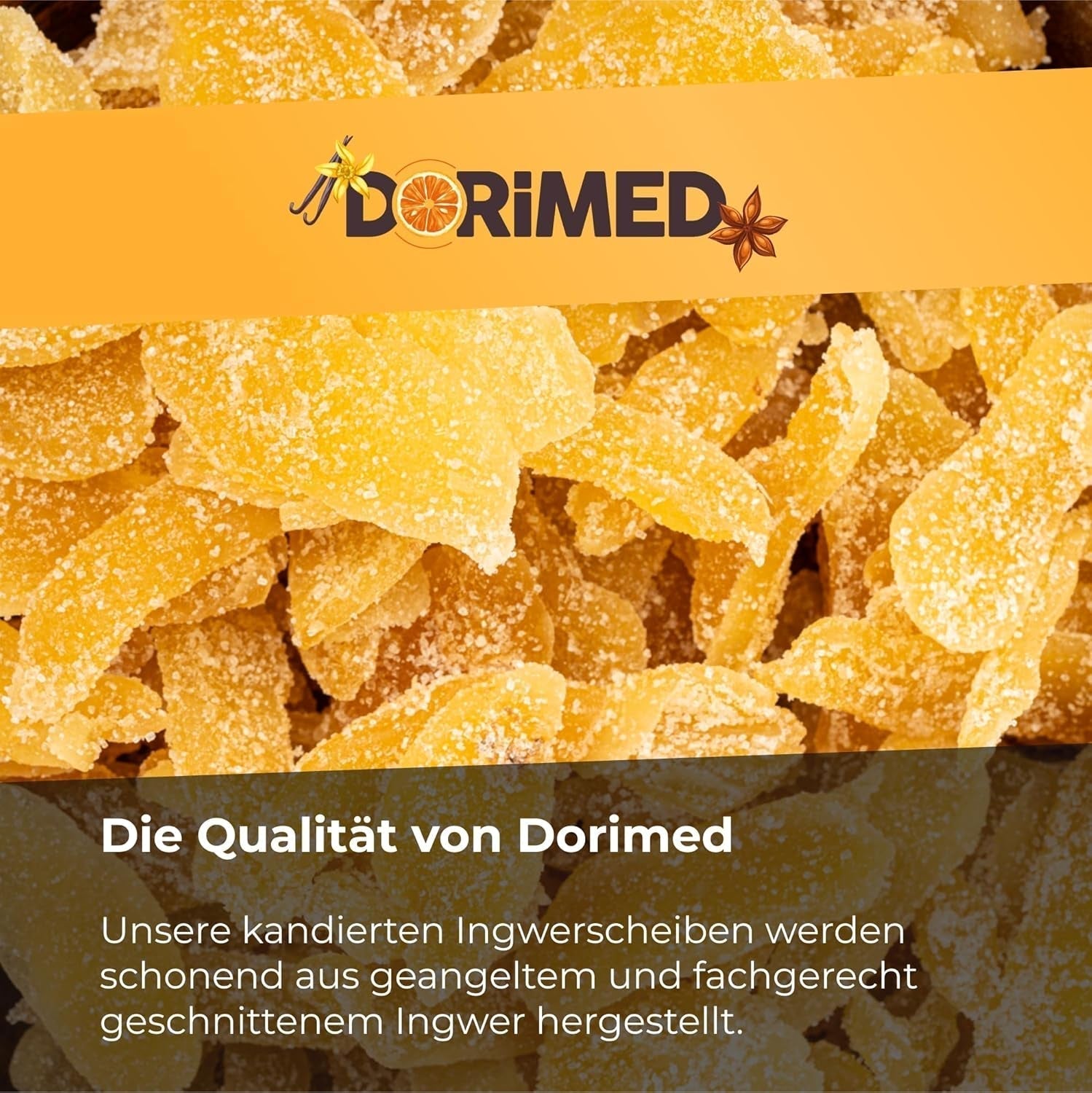 Ghimbir confiat în bucăți 1 kg | Fructe uscate deshidratate Felii de ghimbir glazurate | Ghimbir confiat în felii | Frunze uscate îndulcite | IDEAL pentru rețete | Vegetarieni și vegani. Produse deshidratate Naty Shop