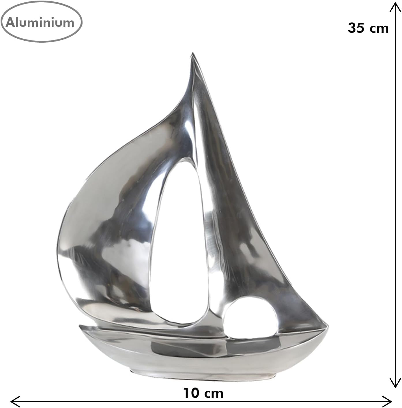 GILDE - Sculptură barcă din aluminiu - lucioasă - Decor baie - H. 35 cm Statuete si sculpturi Naty Shop