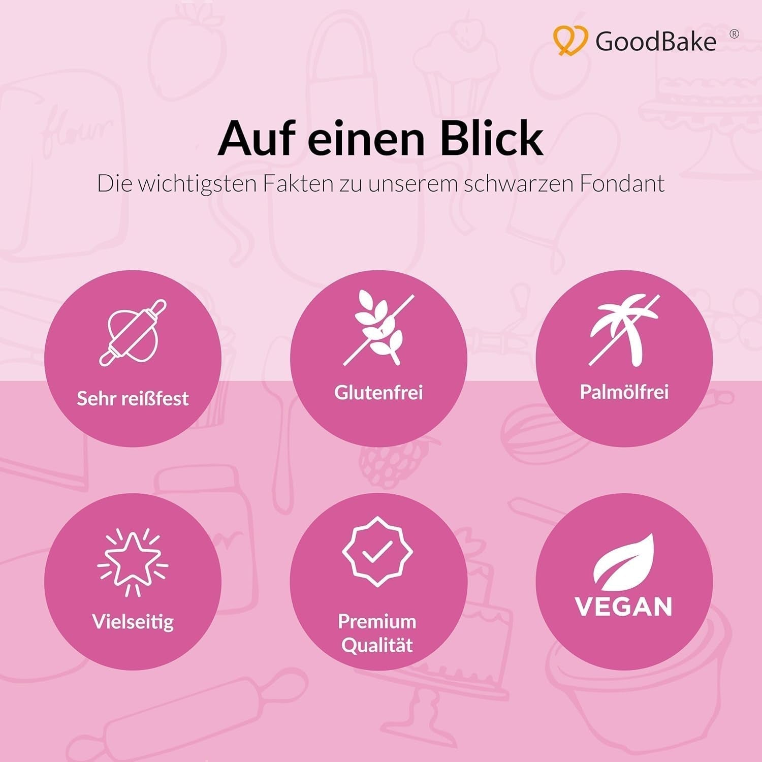 Fondant noir GoodBake 500g, fondant roulé pour enrober, façonner, décorer gâteaux, figurines, fleurs en sucre et plus encore, sans huile de palme, végétalien, sans gluten Pâte à sucre Naty Shop