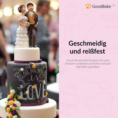 Fondant noir GoodBake 500g, fondant roulé pour enrober, façonner, décorer gâteaux, figurines, fleurs en sucre et plus encore, sans huile de palme, végétalien, sans gluten Pâte à sucre Naty Shop