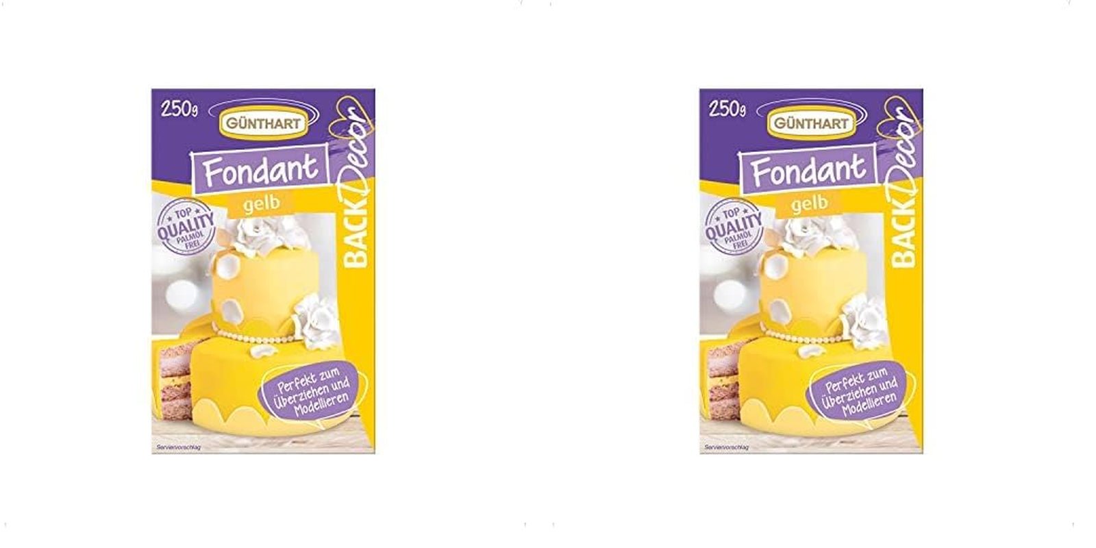 Günthart BackDecor 250 Fondant Vert 100% Vegan Sans Huile de Palme Indéchirable Pour Recouvrir Gâteaux et Pâtisseries Adapté au Modelage 1 Paquet (1 x 250g) Naty Shop Pâte à Sucre 250G (Pack de 2) Jaune