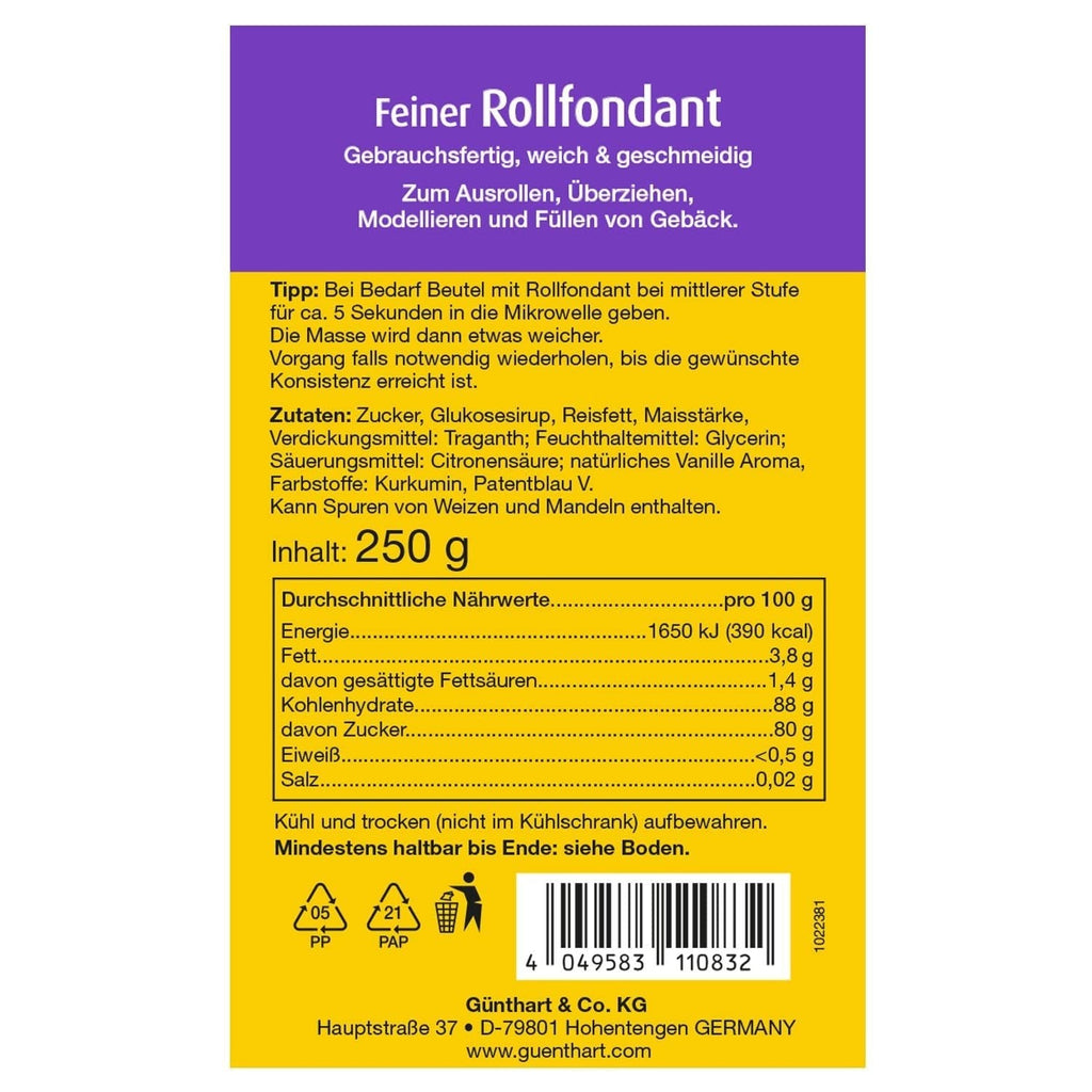 Günthart BackDecor 250 fondant verde, 100% vegan, fără ulei de palmier, rezistent la rupere pentru a acoperi prăjituri și produse de patiserie, potrivit pentru modelare, pachet de 2 (1 x 250 g) Pasta de zahar Naty Shop