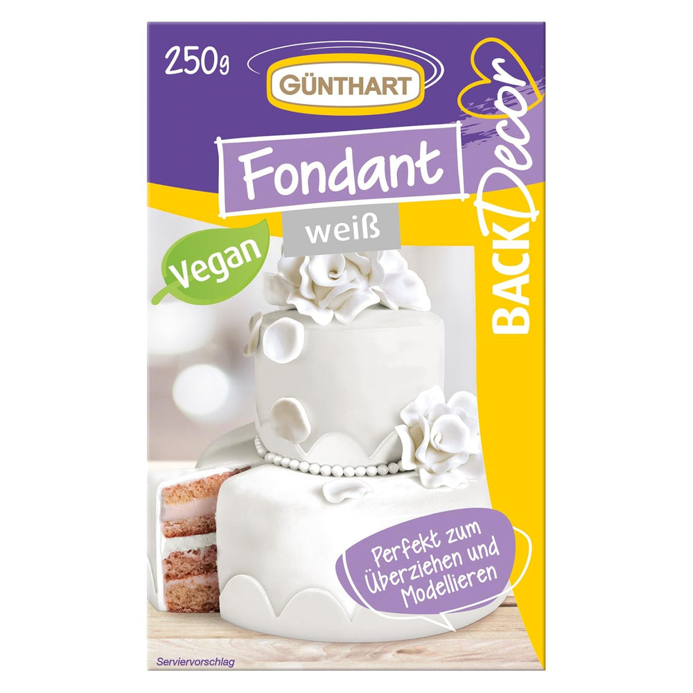 Günthart BackDecor 250 Fondant vert 100 % végétalien sans huile de palme Résistant aux déchirures pour recouvrir les gâteaux et pâtisseries Convient au modelage 1 paquet (1 x 250 g) Naty Shop Pâte à sucre 250 g (1 paquet) Blanc