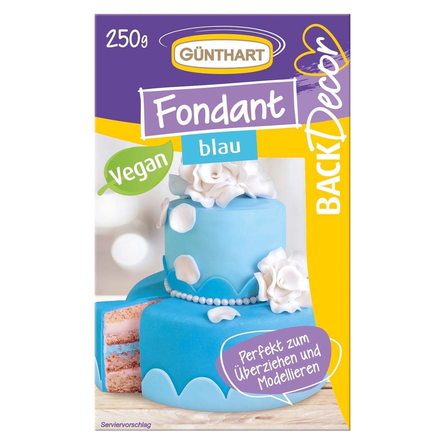 Günthart BackDecor 250 fondant vert, 100 % végétalien, sans huile de palme, indéchirable pour recouvrir les gâteaux et pâtisseries, adapté au modelage, 1 paquet (1 x 250 g) Naty Shop pâte à sucre 250 G (1 paquet) Bleu