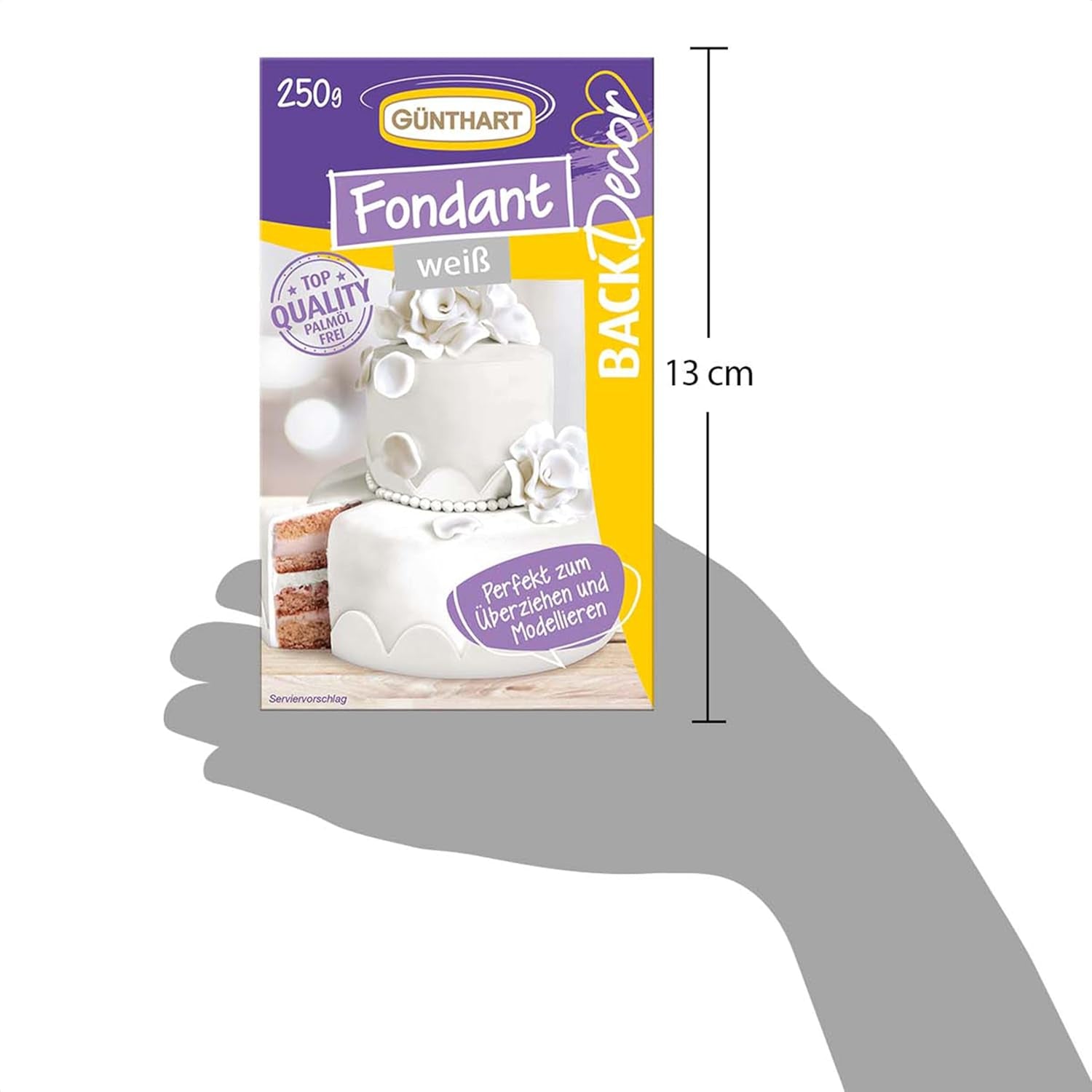 Günthart BackDecor 250 g fondant alb, 100% vegan, fără ulei de palmier, rezistent la rupere pentru a acoperi prăjituri și produse de patiserie, potrivit pentru modelare, pachet de 2 (1 x 250 g) Pasta de zahar Naty Shop