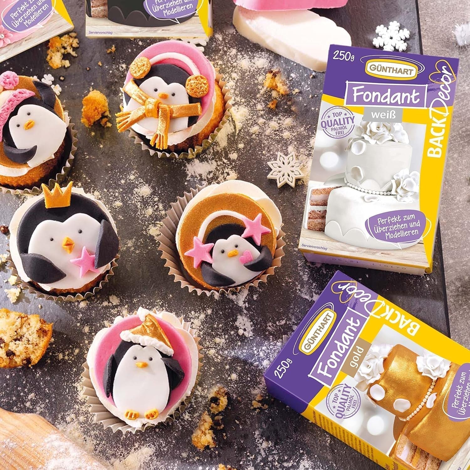 Günthart BackDecor Fondant Blanc 250 g, 100 % végétalien, sans huile de palme, indéchirable pour recouvrir les gâteaux et pâtisseries, adapté au modelage, lot de 2 (1 x 250 g) Naty Shop Pâte à Sucre