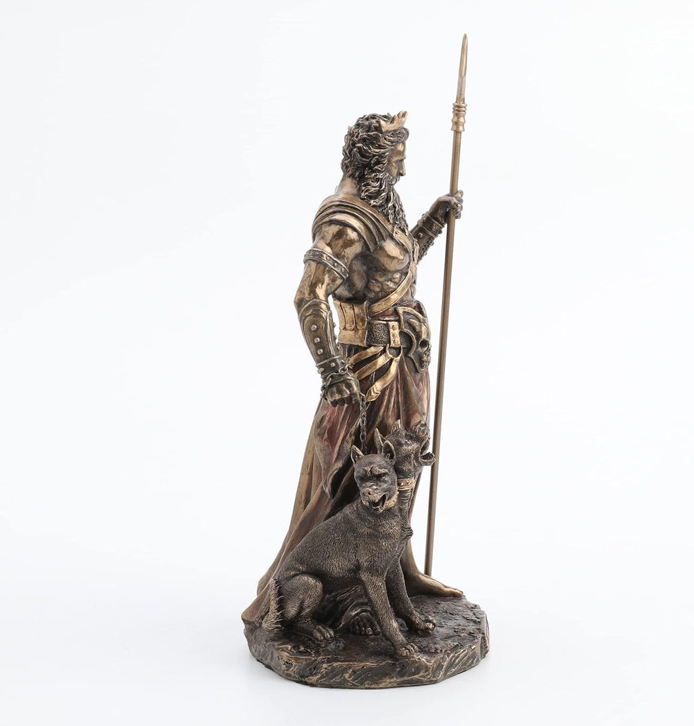 Hadès Dieu grec des Enfers avec statue de cerveau 10" Résine coulée à froid Finition bronze antique Statuettes et sculptures Naty Shop