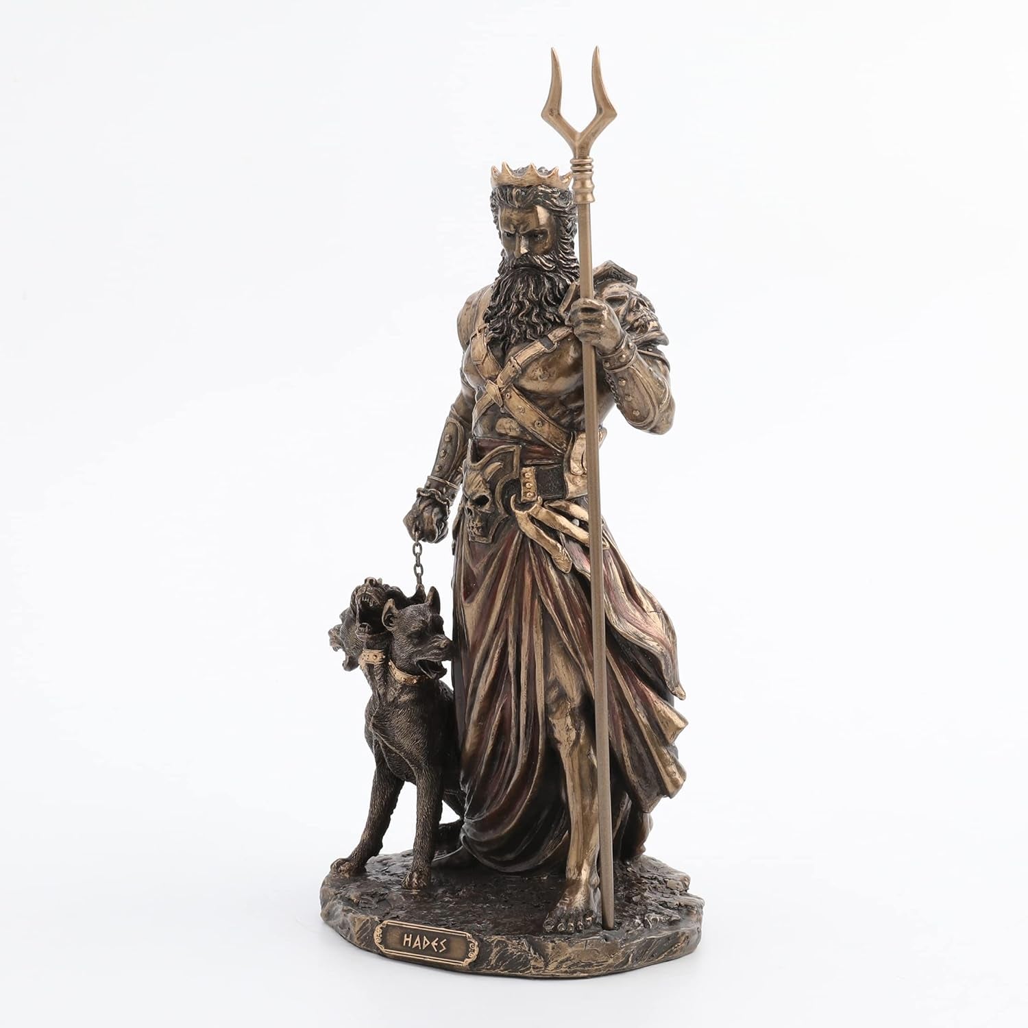 Hadès Dieu grec des Enfers avec statue de cerveau 10" Résine coulée à froid Finition bronze antique Statuettes et sculptures Naty Shop