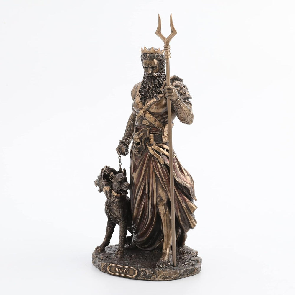 Hadès Dieu grec des Enfers avec statue de cerveau 10" Résine coulée à froid Finition bronze antique Statuettes et sculptures Naty Shop